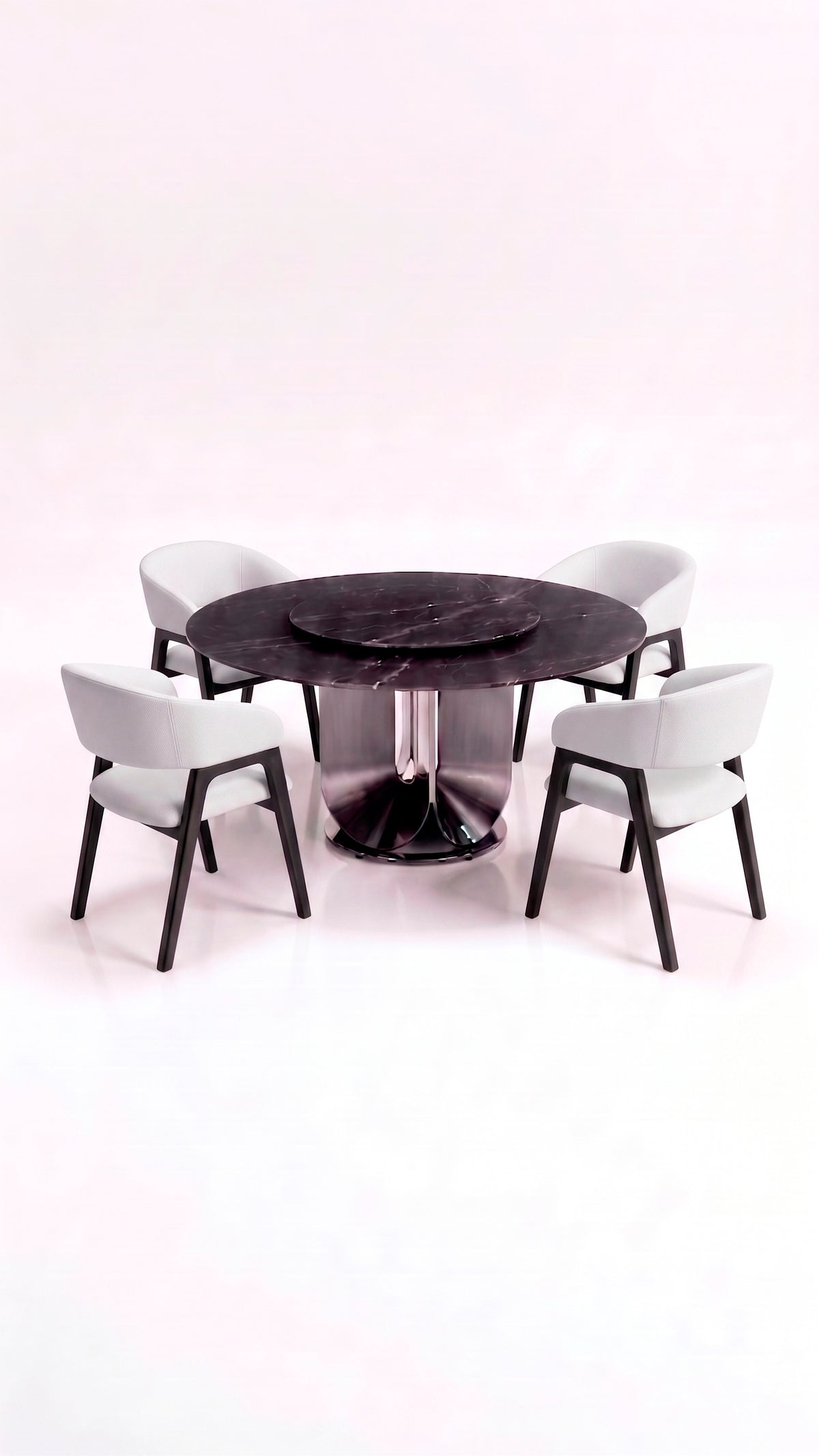 Comedor con base Orbita y sillas Aura