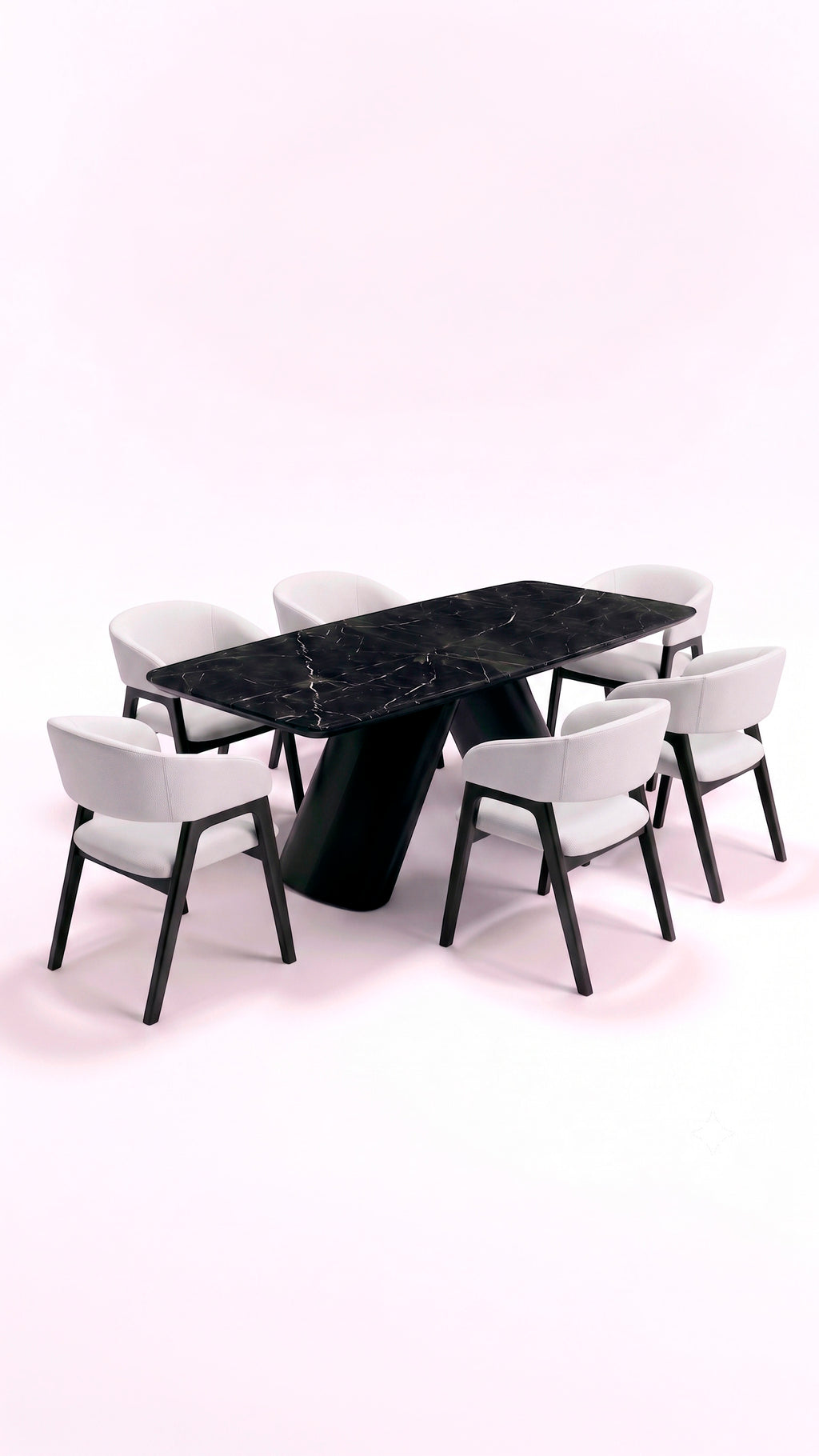Comedor con base Forza y sillas Aura