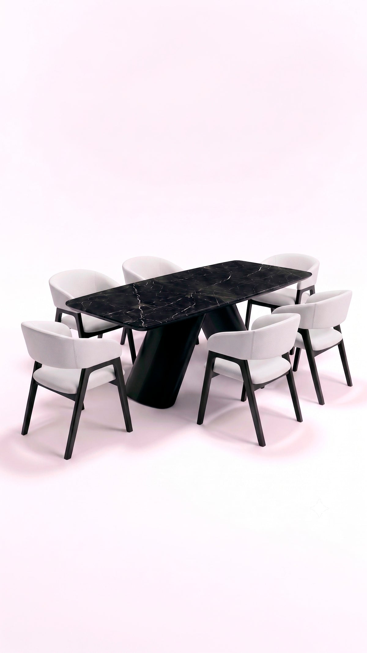 Comedor con base Forza y sillas Aura