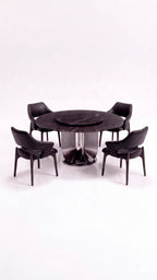 Comedor con base Orbita y sillas Pelle