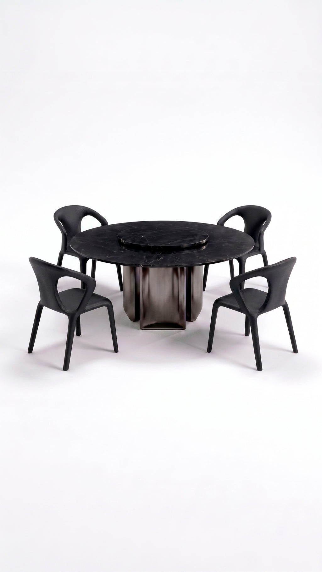 Comedor con base Curvi y sillas Grazia