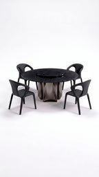 Comedor con base Curvi y sillas Grazia