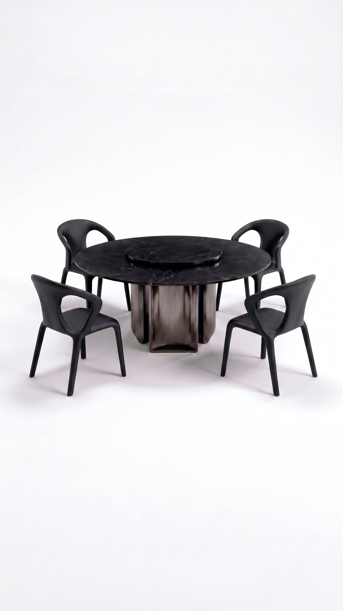 Comedor con base Curvi y sillas Grazia
