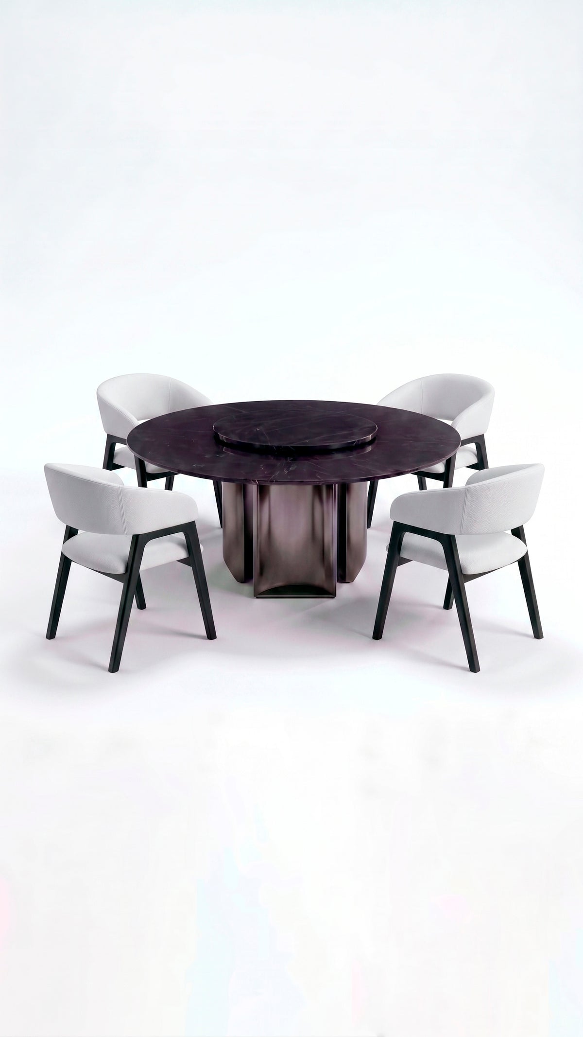 Comedor con base Curvi y sillas Aura