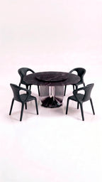 Comedor con base Orbita y sillas Grazia