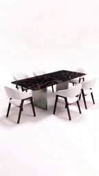 Comedor con base Simmetria y sillas Aura